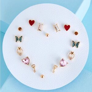 Earthbound Heart Round Earring Set